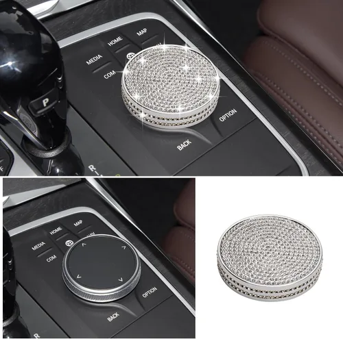 Vista 4 de Bling Media - Cubierta de botón iDrive, accesorios de automóvil, calcomanías de metal para decoración interior de automóvil, piezas para BMW 330 i