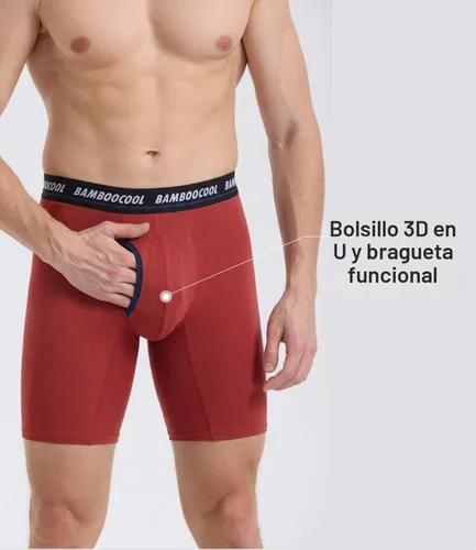 Vista 4 de BAMBOO COOL Ropa interior tipo bóxer largo para hombres de rendimiento con pierna larga para deportes MultiPack