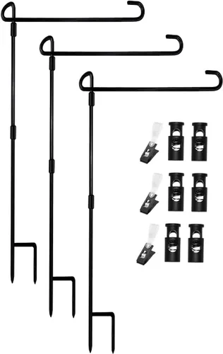 Vista 10 de Soporte para asta de bandera de jardín, banderas de jardín para exteriores con tapón de bandera y clip, pintura impermeable con recubrimiento