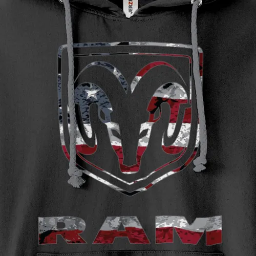 Vista 2 de B Wear Sportswear RAM Trucks Patriotic Logo Officially Licensed Men's Graphic Hooded Sweatshirt