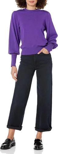 Vista 3 de The Drop Vivienne - Suéter de cuello redondo con hombros acolchados para mujer