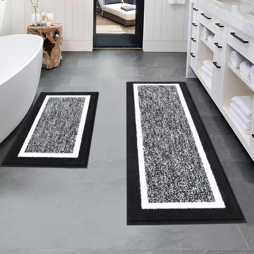 Vista 25 de Pauwer Juego de baño, alfombras de baño antideslizantes, alfombras de ducha absorbentes para suelo de baño, bañera y ducha, color azul aguamarina