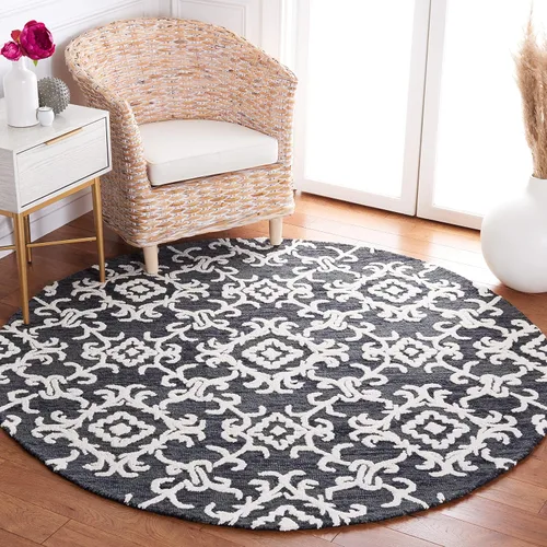 Vista 23 de SAFAVIEH Blossom Collection BLM104A - Alfombra decorativa de lana de alta calidad, hecha a mano, 2 x 3 pies, color gris/marfil