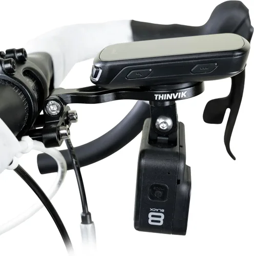 Vista 5 de Thinvik Montaje extendido exterior y soporte para computadora de bicicleta para Garmin Wahoo Bryton Series, montaje combinado de ángulo ajustable