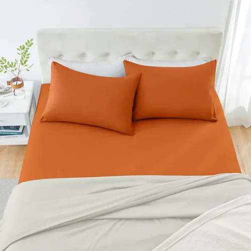 Vista 4 de MILVOWOC - Fundas de almohada de microfibra cepillada, naranja quemado, 20 x 26 pulgadas Juego de 2 piezas, cierre de sobre antideslizante