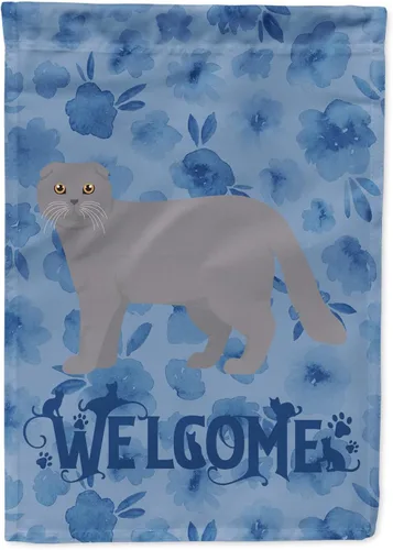 Vista 294 de Caroline's Treasures CK4813CHF - Bandera de bienvenida con gato abisinio azul, manga grande, para porche, para colgar en la pared, poliéster