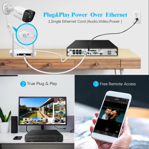 Vista 29 de (Actualización 2026) Sistema de cámara de seguridad 4K PoE con detección humana PIR e IA, NVR de 8 canales con disco duro de 4 TB, 4 cámaras, ultra