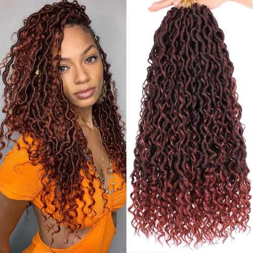 Vista 23 de Goddess Locs - 8 paquetes de cabello de ganchillo Goddess Locs de 10 pulgadas, pelo corto de imitación de ganchillo con rizos pre-enrollados