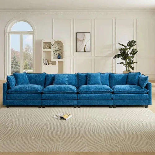 Vista 38 de Sofá seccional modular convertible de 76.7", sofás de dos plazas de chenilla con asiento profundo y cojines tipo loveseat para sala de estar, Beige