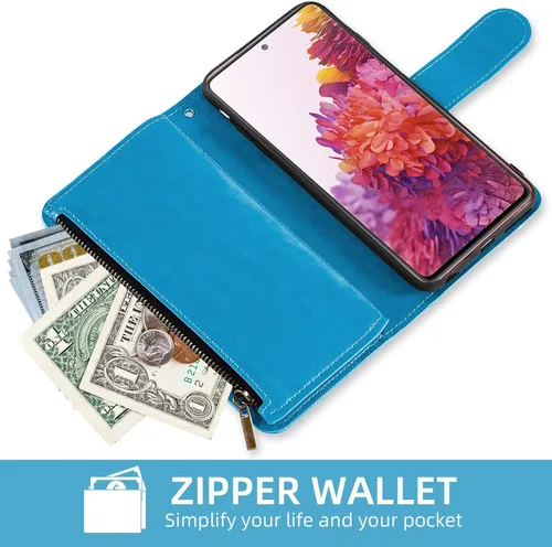 Vista 5 de Asuwish Compatible con Samsung Galaxy S20 FE Gaxaly S 20 FE 5G UW 6.5 pulgadas Funda tipo cartera de vidrio templado con tapa para Glaxay S20FE5G
