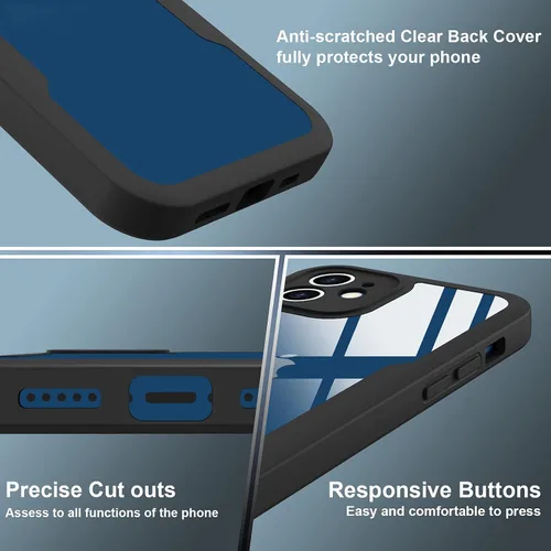Vista 5 de Carcasa compatible con iPhone 12, diseño transparente, color negro Protector de pantalla integrado a prueba de golpes antiarañazos resistente