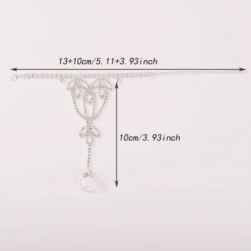 Vista 3 de YERTTER Pulsera de plata con cadena de mano de diamantes de imitación para mujer, arnés de boda, novia, pulsera de cristal, accesorios de mano