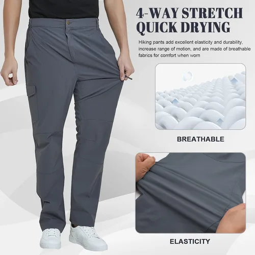 Vista 5 de MEETYOO Pantalones cargo de senderismo para hombre, impermeables, tácticos, ligeros, elásticos, para acampar