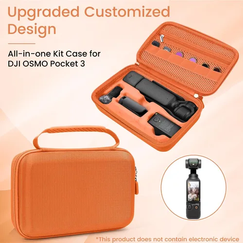 Vista 2 de Estuche para el combo de videocámara DJI OSMO Pocket 3, bolsa de almacenamiento dura EVA con 1 correa ajustable y 2 protectores de pantalla y 1 mini