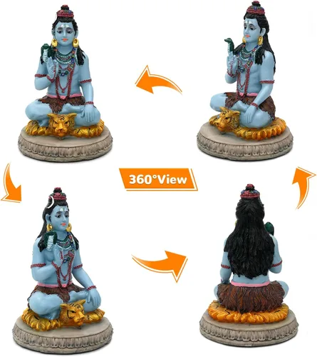 Vista 5 de BangBangDa Estatua hindú de Dios Señor Shiva – 5.7 pulgadas de alto Ídolo indio Murti Shiva para la oficina en casa, templo mandir, sala de oración