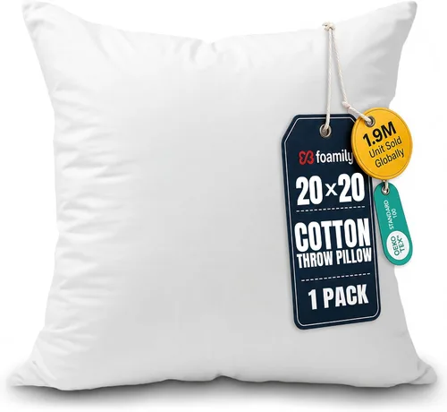 Vista 22 de Foamily Insertos de almohada 100% algodón de 12 x 12 pulgadas, rellenos de almohada para almohadas decorativas para sofá y cama, relleno de almohada