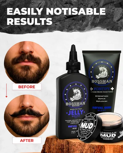 Vista 5 de Bossman Kit completo de barba para hombres, regalos para papá para el día del padre, gelatina de aceite de barba para hombres, acondicionador