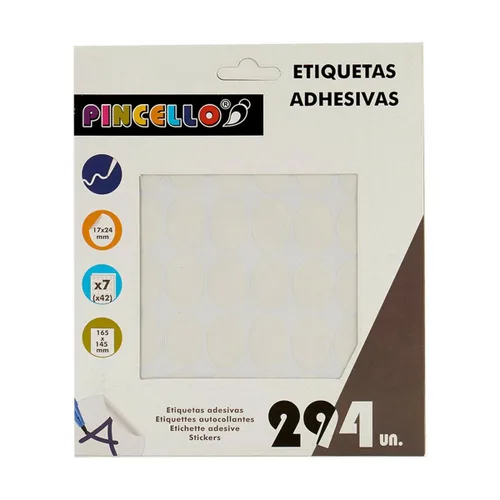 Vista 3 de Etiquetas adhesivas Pincello Blanco 17 x 4 x 19 cm 17 x 24 mm Ovalado (12 Unidades)