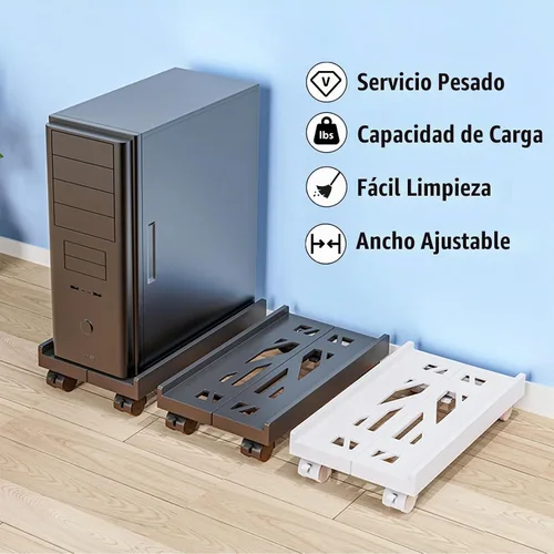 Vista 7 de BYMECOST Soporte ajustable de PC para alfombra, soporte de torre de Negro