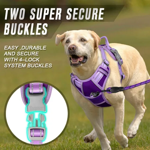Vista 102 de BARKBAY - Arnés para perro sin tirones con clip frontal, material resistente y reflectante, asa de fácil control para pasear perros grandes