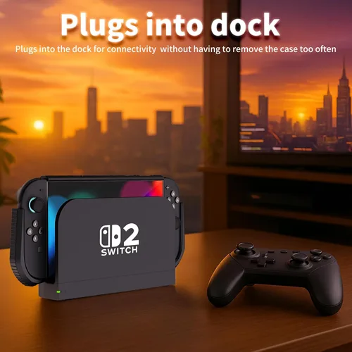 Vista 8 de HEYSTOP Switch 2 - Funda compatible con Nintendo Switch 2 acoplable, funda protectora de TPU Switch 2 con protector de pantalla y 6 agarres