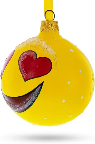 Vista 2 de Adorable corazón ojos enamorados expresiones faciales bola de cristal adorno de Navidad 3.25 pulgadas