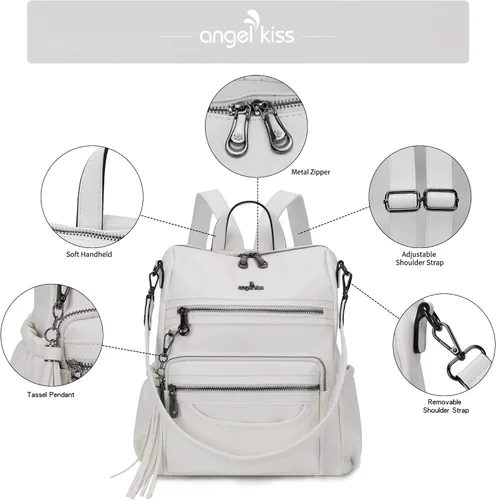 Vista 11 de Bolsos mochila monedero de piel sintética para mujer, bolsas con zíper, mochilas de hombro casuales