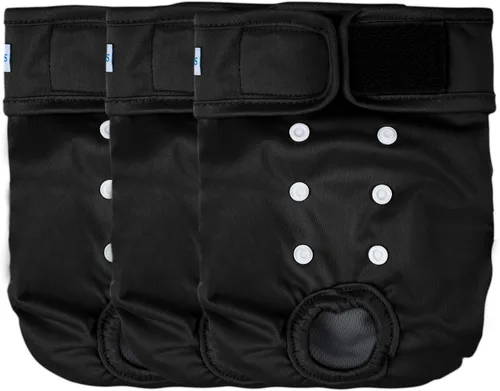 Vista 14 de Leekalos - Pañales reutilizables y lavables para perras (paquete de 3 unidades) - Pañales para perros altamente absorbentes - Tamaño ajustable