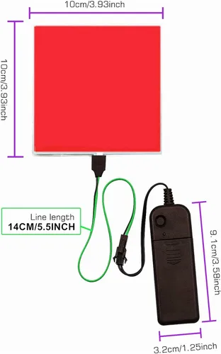 Vista 4 de El Panel de luz – 2 piezas 3.9 x 3.9 in DIY Electroluminiscente Cuttable Máscara Iluminación de Ojos DIY Cosplay Fiesta Decoración Rojo
