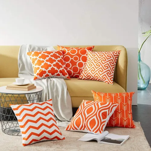 Vista 5 de Modern Homes Fundas de almohada en blanco y negro de 16 x 16 pulgadas; fundas de cojín 100% algodón para sofá y cama; fundas de cojín en blanco