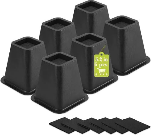 Vista 31 de Paquete de 12 elevadores de muebles de 1 pulgada, elevadores de cama ajustables resistentes para mesa, escritorio, sofá, gabinete, marco de cama