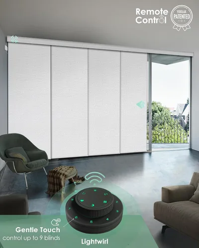 Vista 2 de Yoolax Persianas Inteligentes XL Personalizadas para Puertas Correderas, Persianas de Panel Corredero Motorizadas Compatibles con Alexa, Persianas