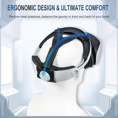 Vista 2 de KEOBSHPE Adjustable PU Head Strap for PS VR2, Headset Strap for PS VR2, Upgrade Headset Accessories for Playstation VR2 with Ergonomic Design