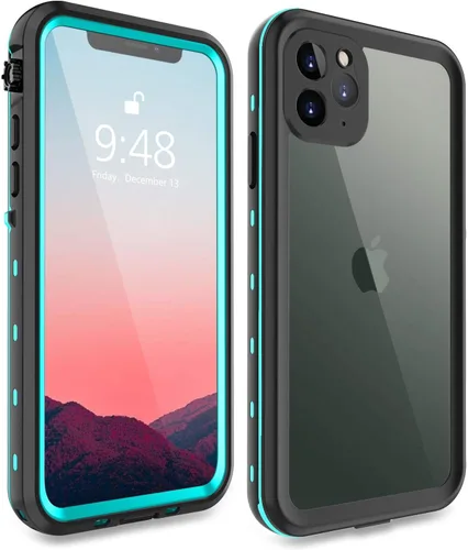 Vista 14 de Funda resistente al agua para iPhone 11 Pro Max, diseño delgado con protector de pantalla integrado, a prueba de golpes, 6.5 pulgadas (negro y gris)