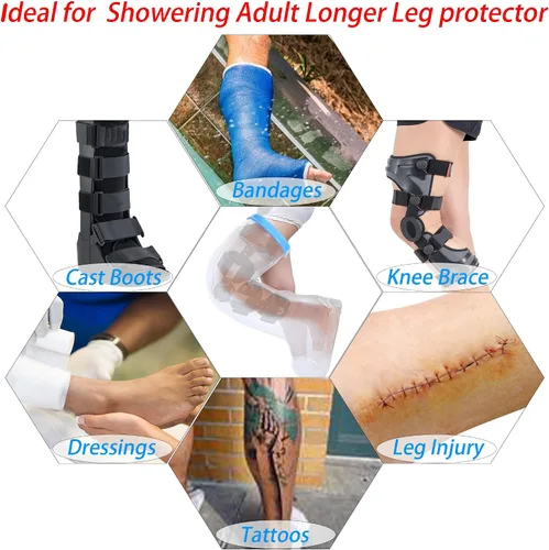 Vista 5 de Protector extra grande para piernas de adulto para ducha, cubierta completa de fundición para protector de ducha, funda de tocador fundida, bolsa