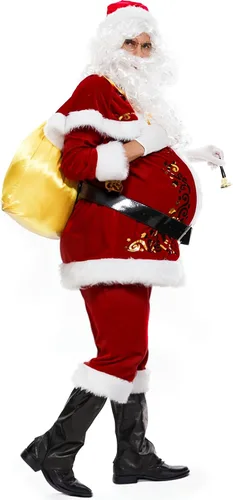 Vista 3 de Neragron Santa Claus Costume for Men, 15pcs Deluxe Christmas Adult Santa Costume Set Santa Claus Suit Adult Men Santa Outfit
