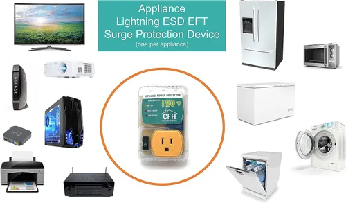 Vista 4 de Protector contra sobretensiones para electrodomésticos de servicio pesado de 20 amperios y 2400 vatios, enchufe de circuito inteligente con cable