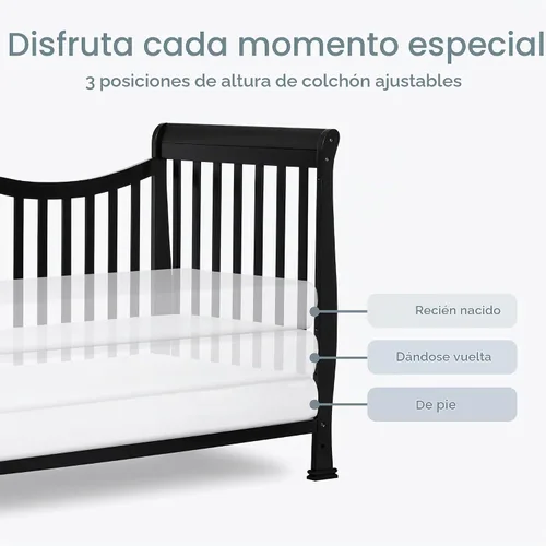 Vista 6 de Cuna convertible en cama Dream On Me Violet, 7 en 1, Cuna, paquete de de 1, Negro