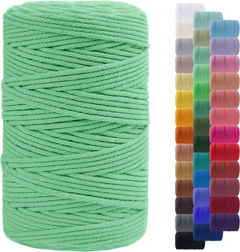 Vista 105 de Cordón de macramé de 0.079 pulgadas, cuerda de algodón natural de 109 yardas, hilo de cuerda de macramé para manualidades, ganchos de pared