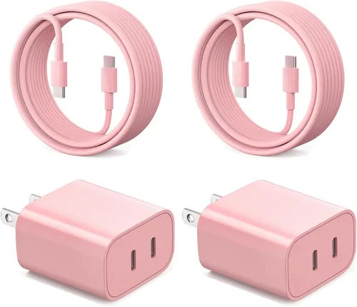 Vista 10 de Cargador de carga rápida para iPhone 17, cargador de pared USB C de doble puerto de 40 W, bloque de carga rápida con cable de carga USB C a C de 6