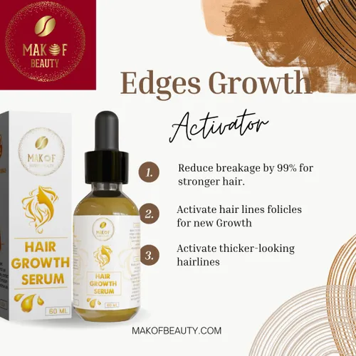 Vista 2 de Suero de crecimiento de bordes. Ideal para la pérdida de bordes, pérdida de bordes por trenzas apretadas, pelucas y pegamento. Formulado con aceites