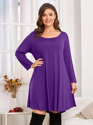 Vista 2 de BELAROI Vestido informal acampanado suelto de manga 34 para mujer
