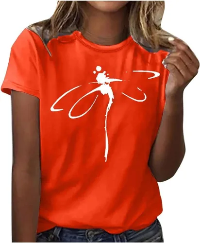 Vista 10 de Camiseta con estampado de animales para mujer, camiseta de libélula divertida, linda camiseta de manga corta, blusa de primavera 2023, camisas