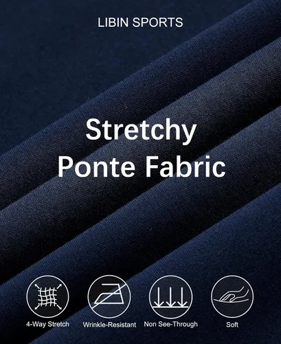 Vista 5 de Libin Pantalones de vestir para mujer con corte de bota de 28, 29, 30, 31 pulgadas, pantalones de trabajo casuales de negocios, pantalones elásticos