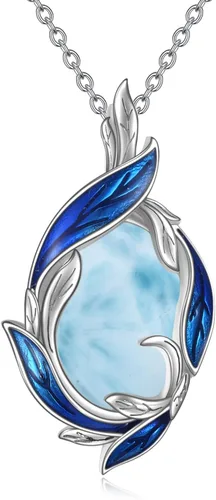 Vista 8 de LUHE Collar de plumas de piedra lunar, collar con colgante de plumas de plata de ley, joyería de regalo de Navidad para mujer