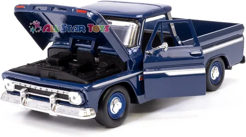 Vista 3 de MotorMax 1966 Chevy C10 Fleetside Pickup Camión de metal fundido a presión escala 1/24, azul oscuro