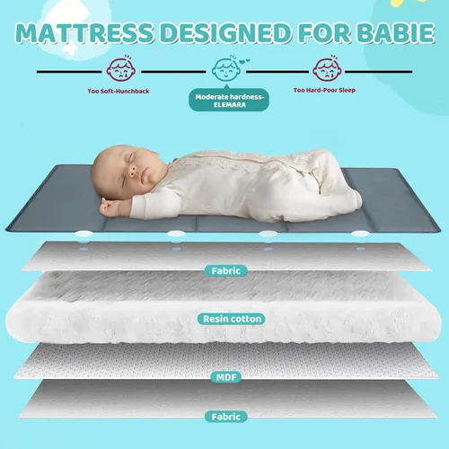 Vista 8 de SIMPLGIRL Moisés de noche para bebé, paquete 4 en 1 n P-Lay - Cuna de bebé con mosquitera, T-oys y Music B-ox, colchón, patio plegable para recién
