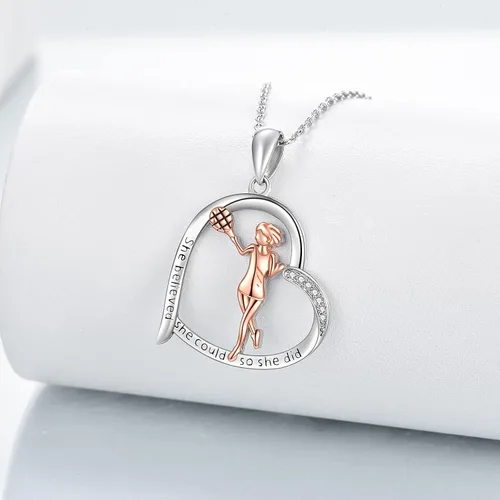 Vista 3 de YFN Regalos de tenis para mujer, collar con colgante de raqueta de tenis de plata de ley, joyería inspiradora para amantes del tenis, Plata