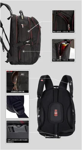 Vista 5 de Mochila para portátil de 19 pulgadas, bolsa de viaje de 55L, mochila de senderismo