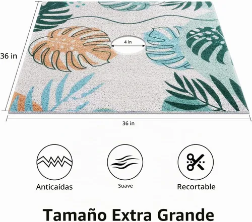 Vista 2 de Tapete de Ducha Cuadrado Extra Grande, Yonala 36 x 36 Pulgadas Tapetes de Ducha Elegantes Antideslizantes para Interior de Ducha con Orificio